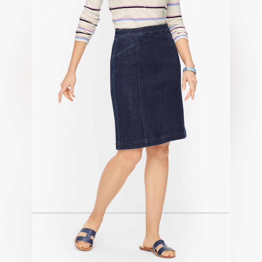 Chaps Dark Blue Pencil Skirt